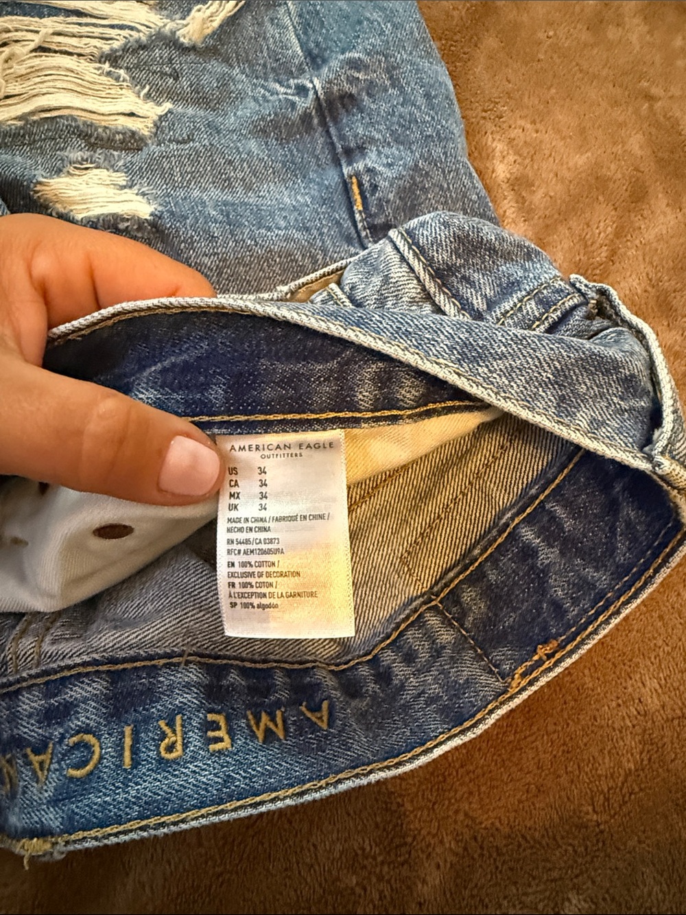 American Eagle Outfitters Ripped Light Blue Denim Shorts - Picture 4 of 4